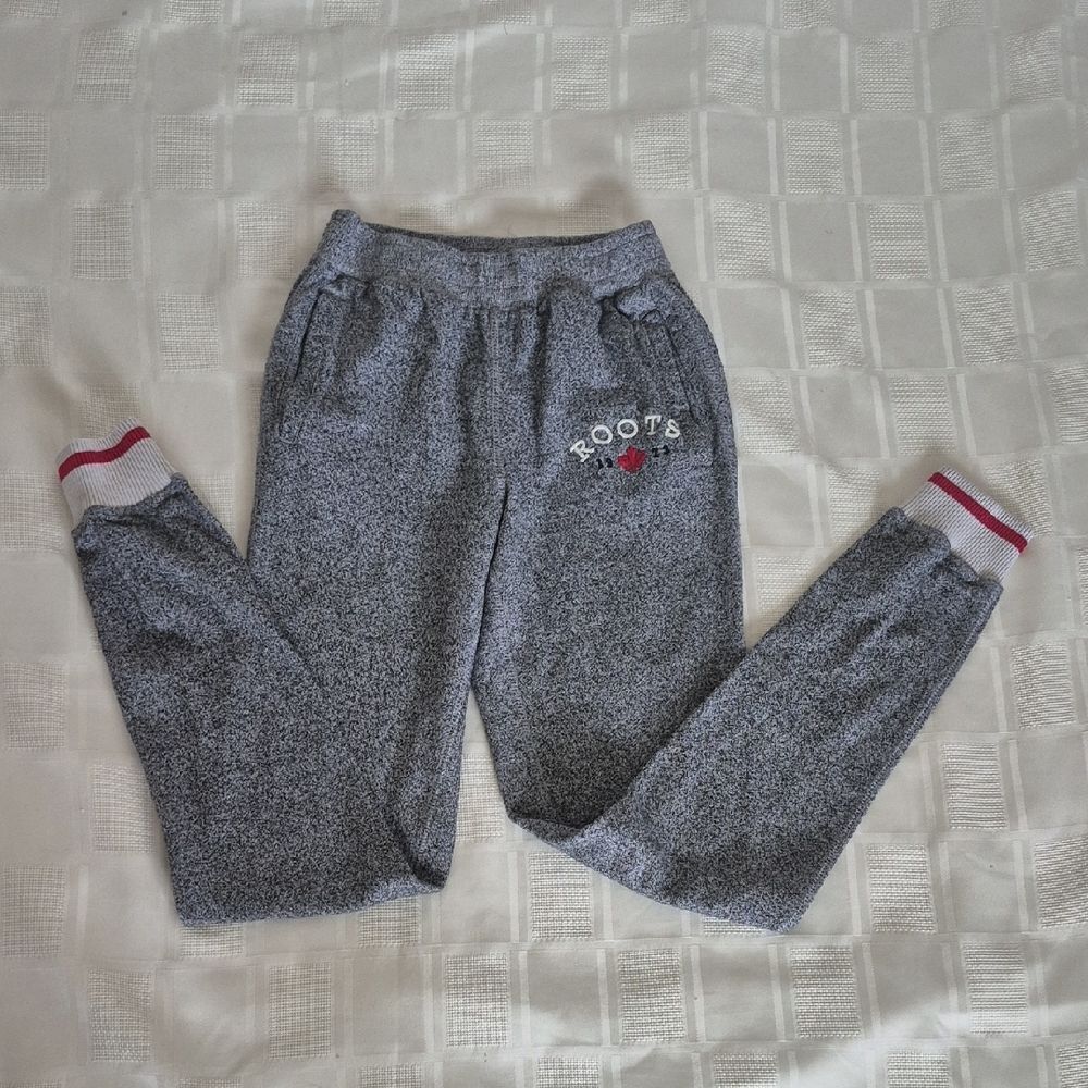 Roots Ladies Salt & PepperJoggers with Red Accents